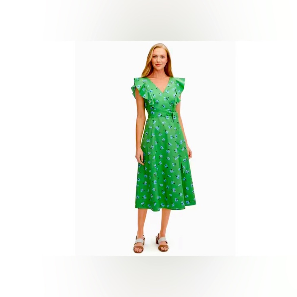 Kate Spade NWT Tea Garden Toss Poplin MIDI Dress